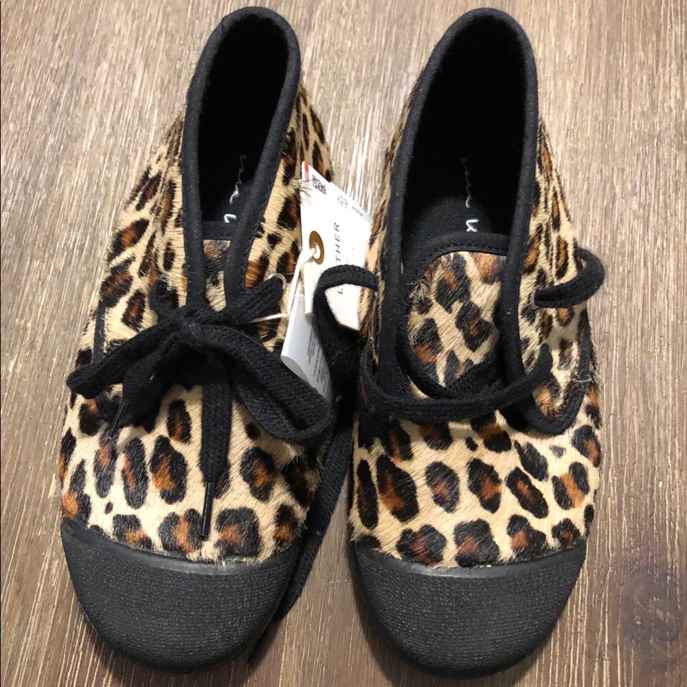 ZARA Leather leopard print high tops
